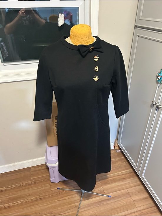 Vintage Dresses & Skirts - 1960s Vintage Black Bow-Accent Women's Dress Jackie O Size Large